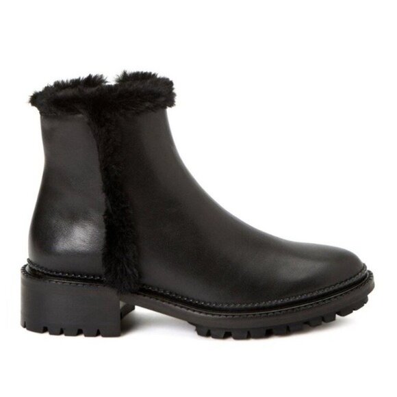 Aquatalia Onita Calf Weatherproof Black Fur-Lined Ankle Boots Size 7.5 - Picture 13 of 13